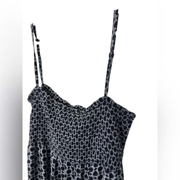 Chico's Size 2 Black Gray Circle Print Tank Maxi Dress Shirred Top Smocked - Picture 5 of 5